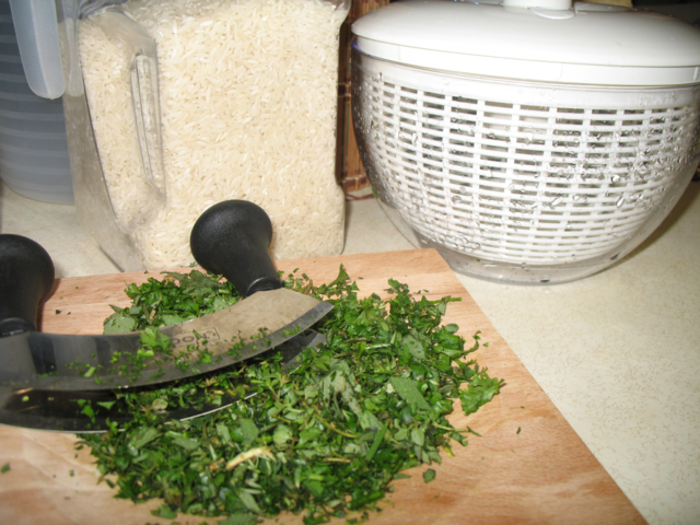 February: Chopping Fresh Herbs for a Soup Perhaps